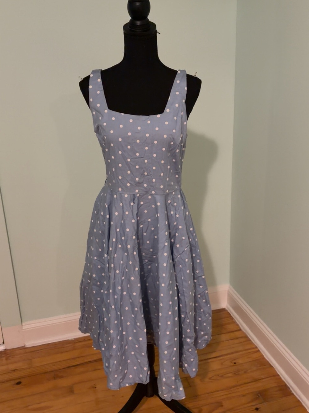bailey blue Light Blue Polka Dot Midi Dress